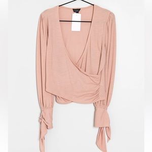 Topshop Pink Wrap Blouse